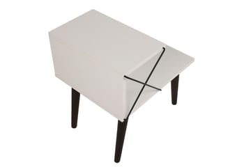 Kaysie Retro Sengebord 50 cm, Opbevaring med Hylder - Hvid - Møbler - Borde - Aflastningsbord - Sengebord