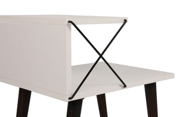 Kaysie Retro Sengebord 50 cm, Opbevaring med Hylder - Hvid - Møbler - Borde - Aflastningsbord - Sengebord
