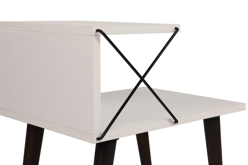 Kaysie Retro Sengebord 50 cm, Opbevaring med Hylder - Hvid - Møbler - Borde - Aflastningsbord - Sengebord