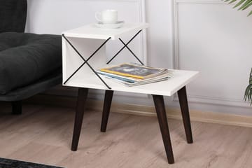 Kaysie Retro Sengebord 50 cm, Opbevaring med Hylder - Hvid - Møbler - Borde - Aflastningsbord - Sengebord