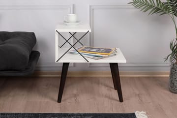 Kaysie Retro Sengebord 50 cm, Opbevaring med Hylder - Hvid - Møbler - Borde - Aflastningsbord - Sengebord