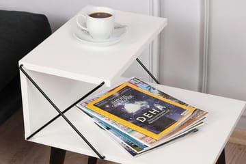 Kaysie Retro Sengebord 50 cm, Opbevaring med Hylder - Hvid - Møbler - Borde - Aflastningsbord - Sengebord