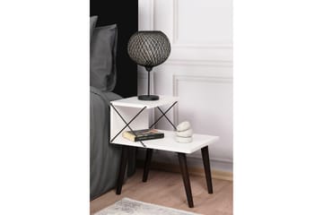 Kaysie Retro Sengebord 50 cm, Opbevaring med Hylder - Hvid - Møbler - Borde - Aflastningsbord - Sengebord