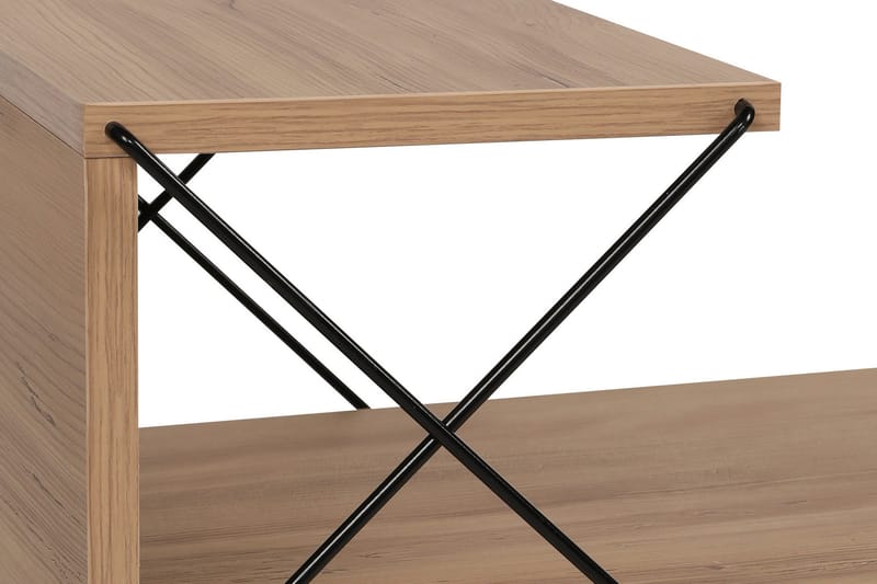 Kaysie Retro Sengebord 50 cm med Træ- og Egetræsudseende, Opbevaring med Hylder - Natur - Møbler - Borde - Aflastningsbord - Sengebord