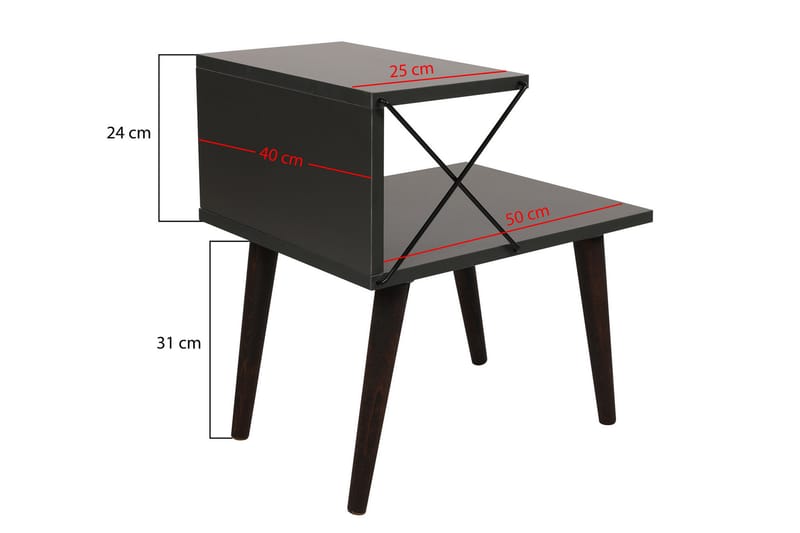 Kaysie Sengebord 50 cm - Antracit - Sengebord