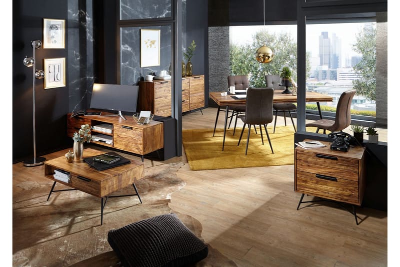 Kimbal Sengebord 60 cm med Opbevaring 2 Skuffer - Massivt Træ/Sort - Møbler - Borde - Aflastningsbord - Sengebord