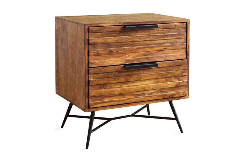 Kimbal Sengebord 60 cm med Opbevaring 2 Skuffer - Massivt Træ/Sort - Møbler - Borde - Aflastningsbord - Sengebord