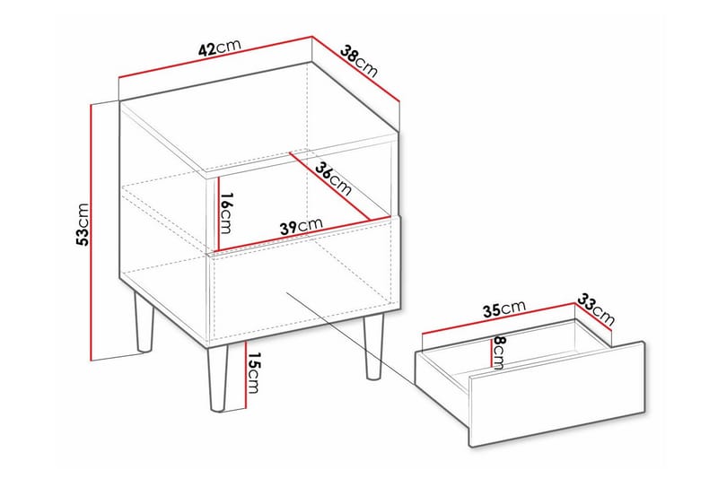 Kintore Sengebord 42 cm - Sort - Møbler - Borde - Aflastningsbord - Sengebord