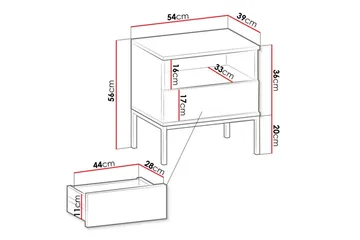 Klinkerville Sengebord 54 cm - Sort - Møbler - Borde - Aflastningsbord - Sengebord
