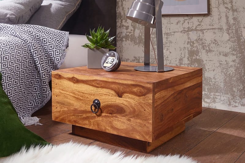 Krams Sengebord 40 cm med Opbevaring Skuffe - Massivt Træ - Møbler - Borde - Aflastningsbord - Sengebord