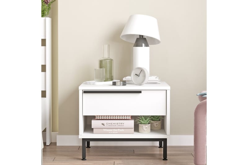 Liyakat Sengebord 53,6 cm - Hvid - Møbler - Borde - Aflastningsbord - Sengebord
