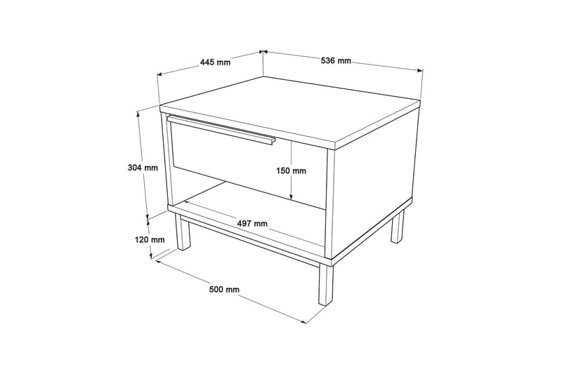 Liyakat Sengebord 53,6 cm - Hvid - Sengebord