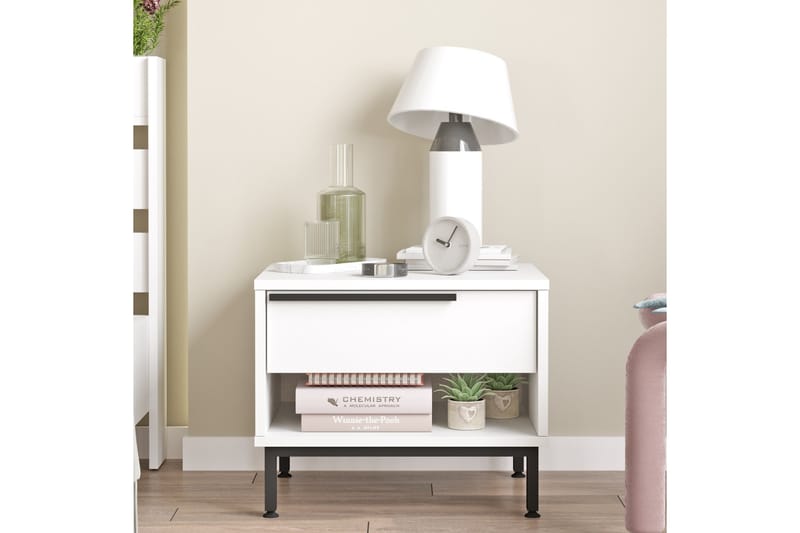 Liyakat Sengebord 53,6 cm - Hvid - Møbler - Borde - Aflastningsbord - Sengebord