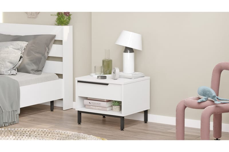 Liyakat Sengebord 53,6 cm - Hvid - Møbler - Borde - Aflastningsbord - Sengebord