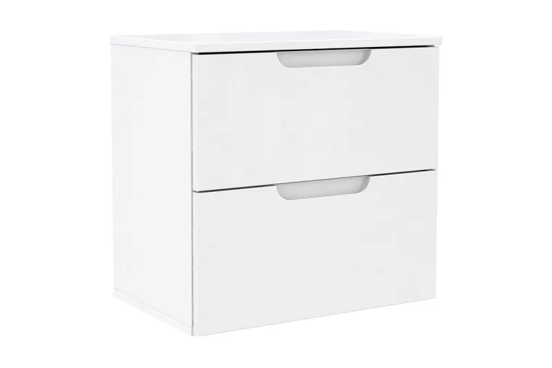 Llanharry Sengebord 50 cm med Opbevaring 2 Skuffer, Hvid