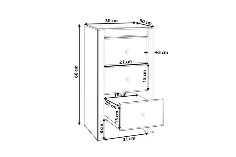 Lorris Sengebord 45 cm - Sølv - Sengebord