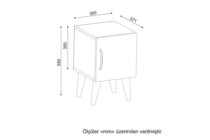 Louvrall Sengebord 35 cm Lille med Opbevaring Skab - Hvid/Valnøddebrun - Sengebord