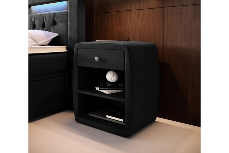 Lysander Natbord 48 cm med Opbevaring Skuffe - Sort - Møbler - Borde - Aflastningsbord - Sengebord