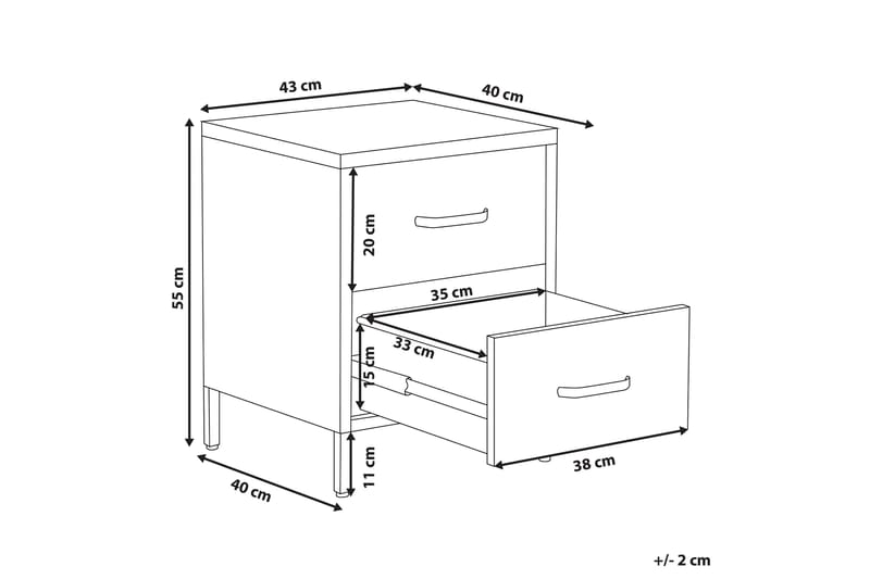 Malavin Sengebord 43 cm - Stål/Lyserød - Sengebord