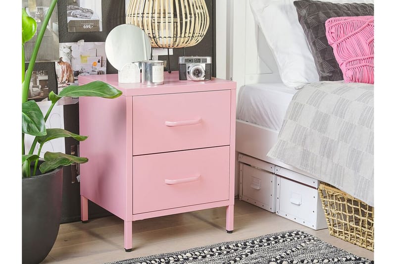Malavin Sengebord 43 cm - Stål/Lyserød - Møbler - Borde - Aflastningsbord - Sengebord