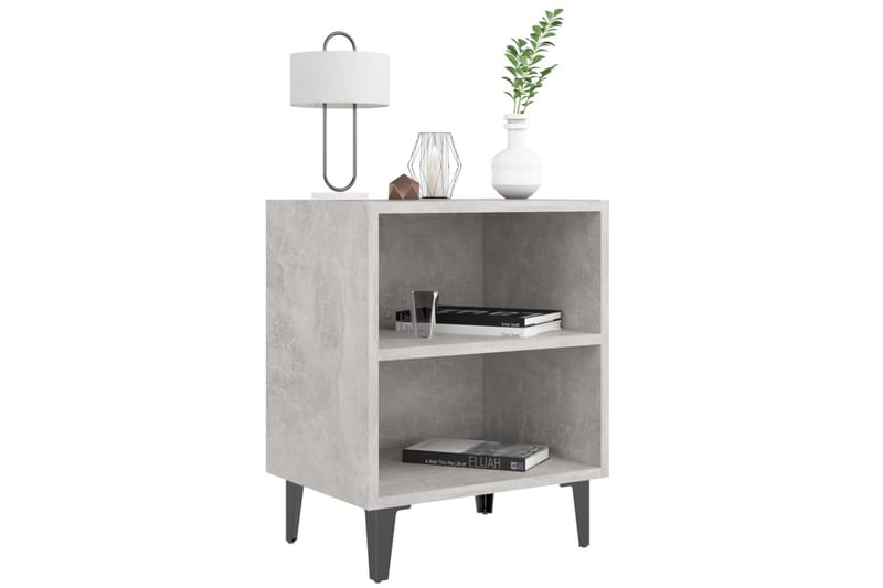 sengebord med metalben 40x30x50 cm betongrå - Grå - Møbler - Borde - Aflastningsbord - Sengebord