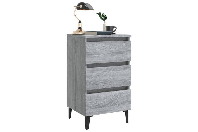 sengebord med metalben 40x35x69 cm grå sonoma-eg - Grå - Møbler - Borde - Aflastningsbord - Sengebord