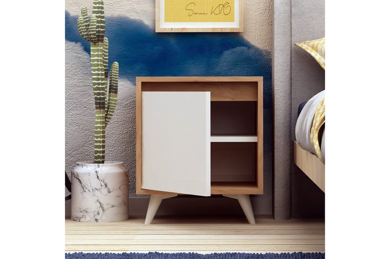 Mod Design Sengebord 45 cm med Opbevaring Hvidt Skab - Træ/Hvid - Møbler - Borde - Aflastningsbord - Sengebord