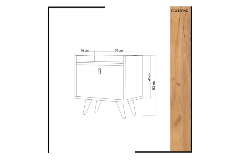 Mod Design Sengebord 50 cm med Opbevaring Skab Læderbeslag - Træ/Hvid - Sengebord