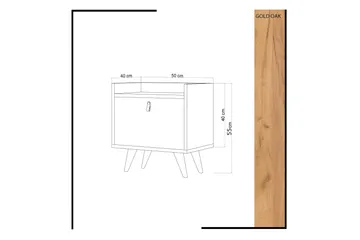 Mod Design Sengebord 50 cm med Opbevaring Skab Læderbeslag - Træ/Hvid - Møbler - Borde - Aflastningsbord - Sengebord