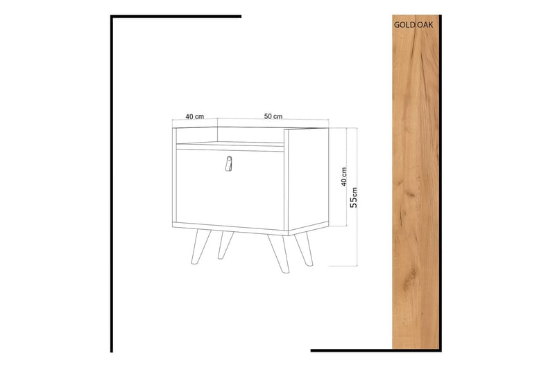 Mod Design Sengebord 50 cm med Opbevaring Skab Læderbeslag - Træ/Hvid - Møbler - Borde - Aflastningsbord - Sengebord
