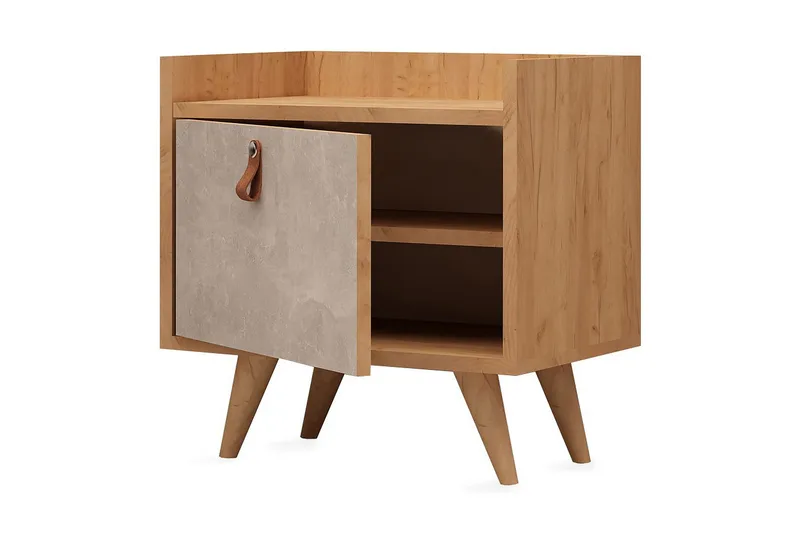 Mod Design Sengebord 50 cm med Opbevaring Skab - Træ/Hvid - Møbler - Borde - Aflastningsbord - Sengebord