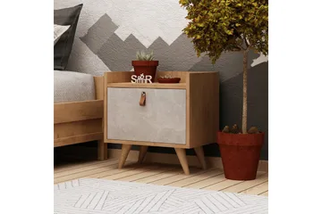 Mod Design Sengebord 50 cm med Opbevaring Skab - Træ/Hvid - Møbler - Borde - Aflastningsbord - Sengebord