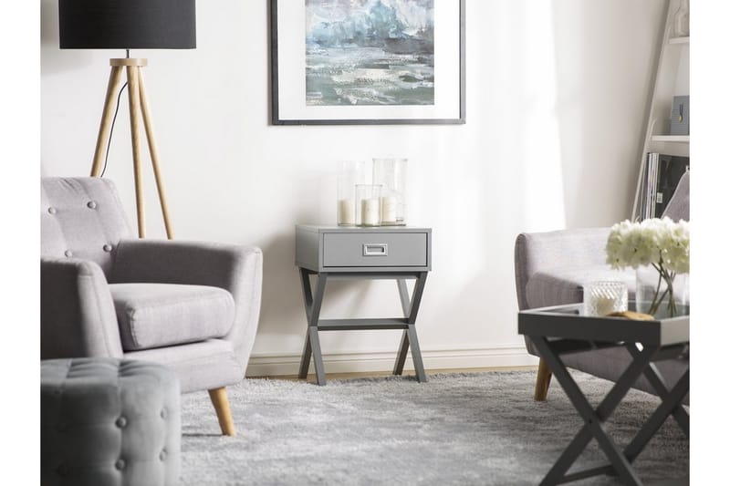 Mondejar Sengebord 40 cm med Opbevaring Skuffe - Grå - Møbler - Borde - Aflastningsbord - Sengebord