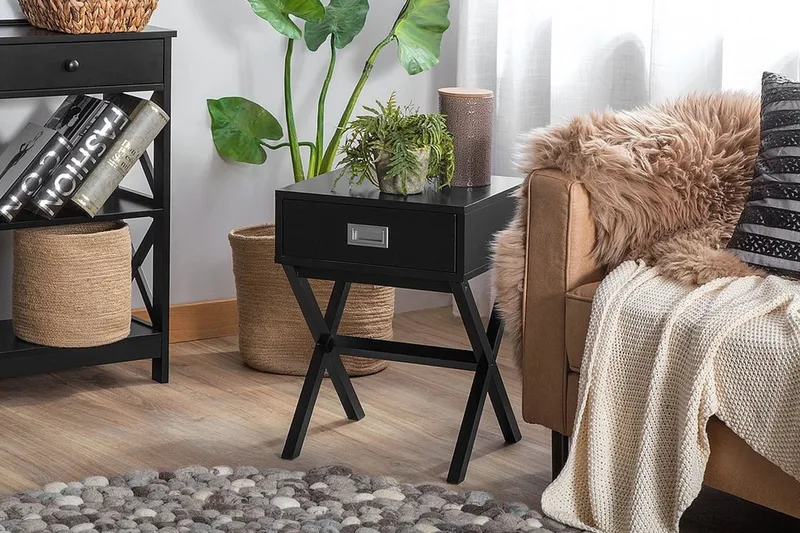 Mondejar Sengebord 40 cm med Opbevaring Skuffe - Sort - Møbler - Borde - Aflastningsbord - Sengebord