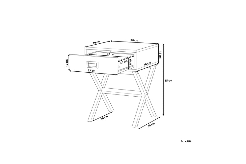 Mondejar Sengebord 40 cm med Opbevaring Skuffe - Sort - Sengebord