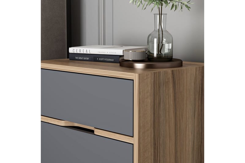 Munna Sengebord 54 cm - Valnød finér/Antracit - Møbler - Borde - Aflastningsbord - Sengebord