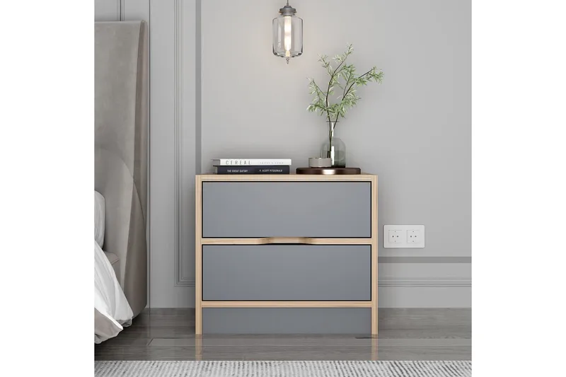 Munna Sengebord 54 cm, Valnød finér/Antracit