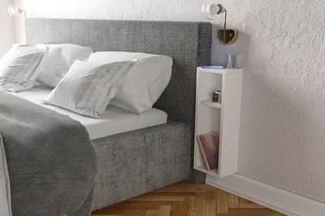 Myrvallen Sengebord 15 cm med Opbevaring 2 Hylder - Hvid - Møbler - Borde - Aflastningsbord - Sengebord