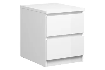 Naia Sengebord 40 cm med Opbevaring 2 Skuffer - Hvid Højglans - Møbler - Borde - Aflastningsbord - Sengebord