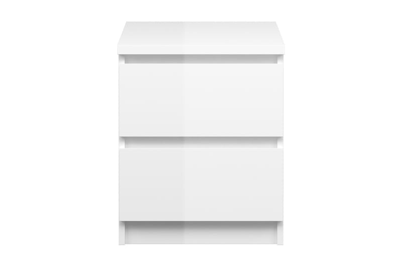 Naia Sengebord 40 cm med Opbevaring 2 Skuffer - Hvid Højglans - Sengebord