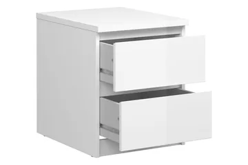 Naia Sengebord 40 cm med Opbevaring 2 Skuffer - Hvid Højglans - Møbler - Borde - Aflastningsbord - Sengebord