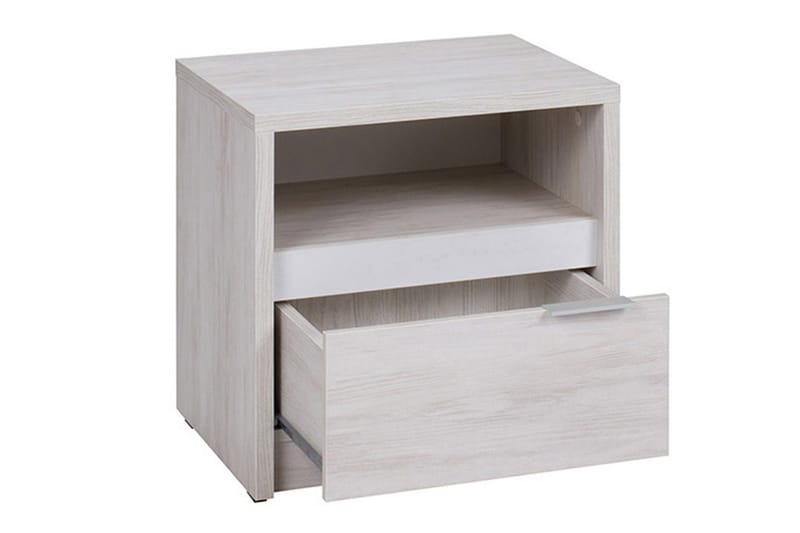 Najera Sengebord 47 cm med Opbevaring Skab + Hylde - Brun/Natur - Møbler - Borde - Aflastningsbord - Sengebord