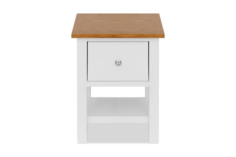 Natbord 36 X 30 X 47 Cm Massivt Egetræ - Hvid - Møbler - Borde - Aflastningsbord - Sengebord