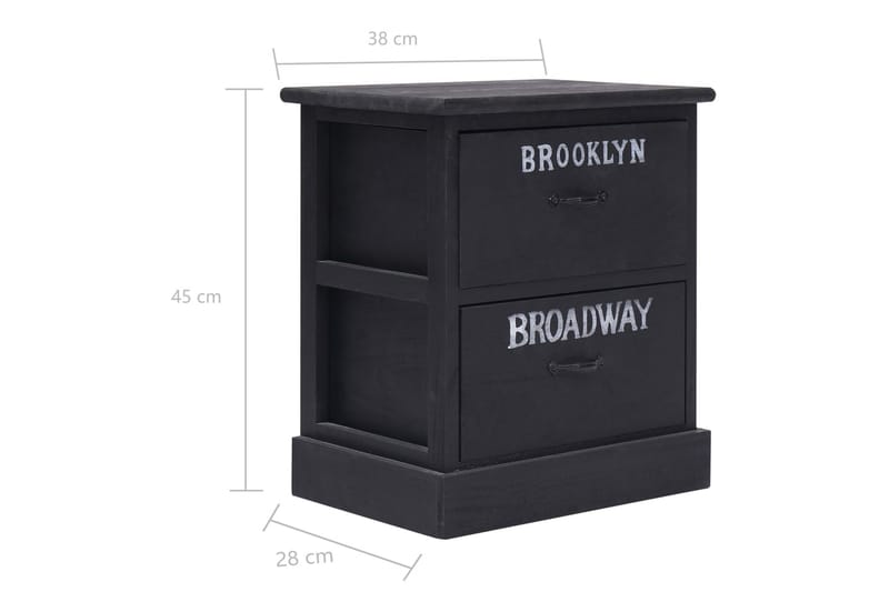 Natbord 38 X 28 X 45 Cm Kejsertræ Sort - Sort - Møbler - Borde - Aflastningsbord - Sengebord