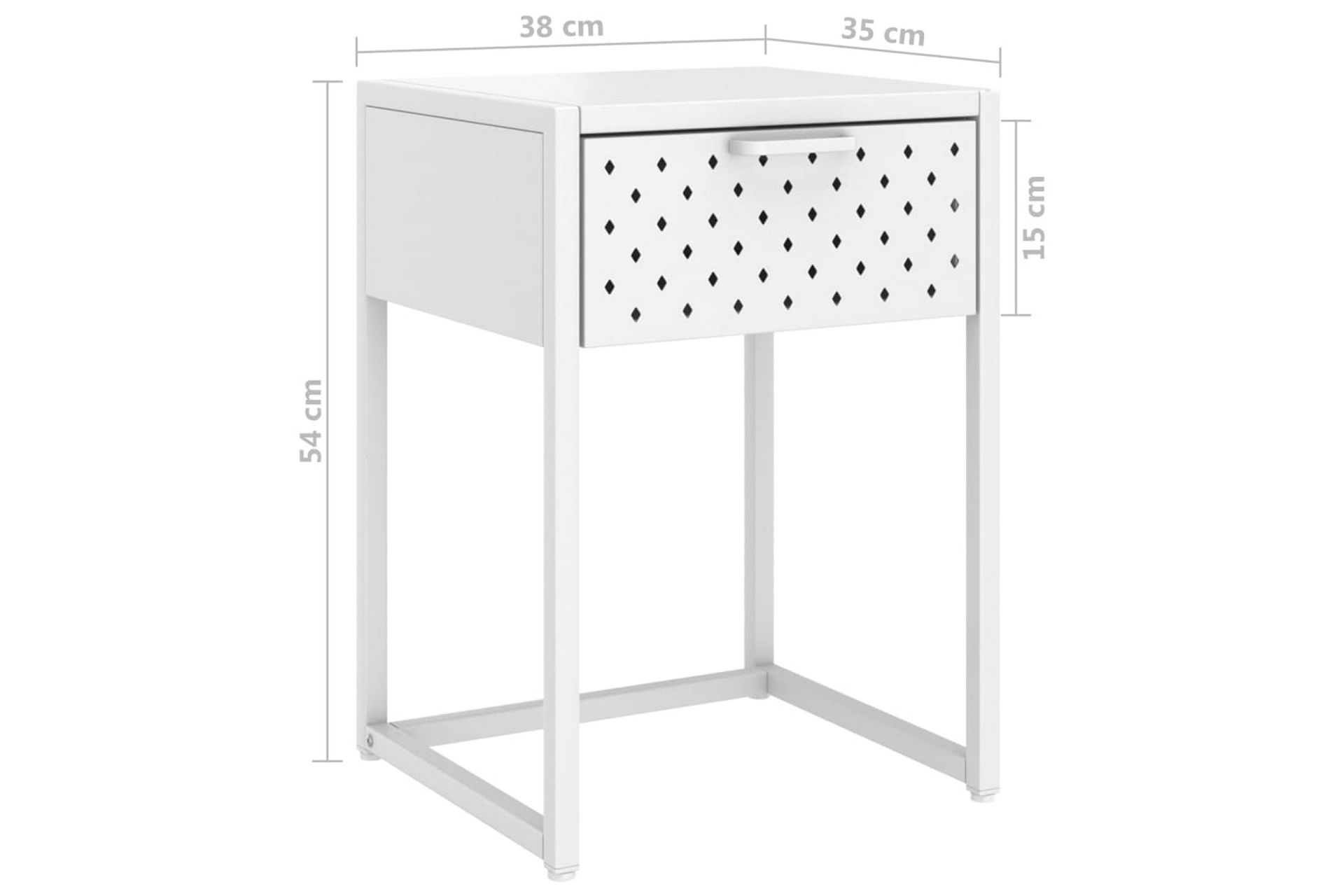 natbord 38x35x54 cm stål hvid - Hvid - Møbler - Borde - Aflastningsbord - Sengebord