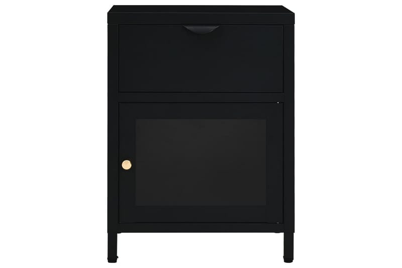 natborde 2 stk. 40x30x54,5 cm stål og glas sort - Sort - Møbler - Borde - Aflastningsbord - Sengebord