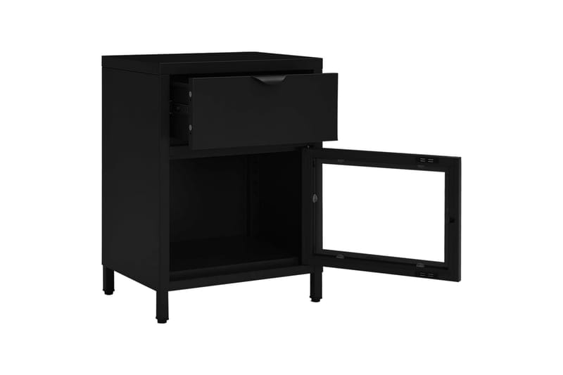 natborde 2 stk. 40x30x54,5 cm stål og glas sort - Sort - Møbler - Borde - Aflastningsbord - Sengebord