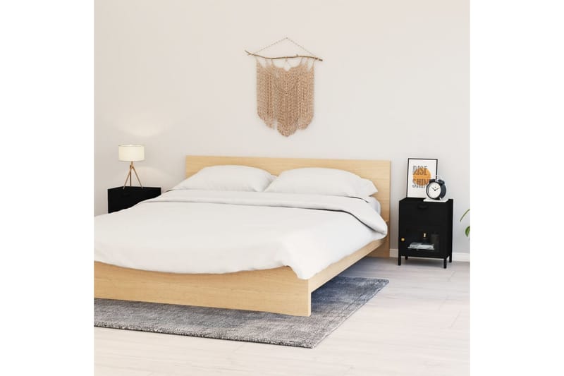 natborde 2 stk. 40x30x54,5 cm stål og glas sort - Sort - Møbler - Borde - Aflastningsbord - Sengebord