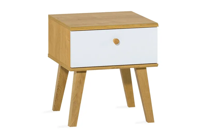 Nature Sengebord 40 cm med Opbevaring Hvid/Eg, VOX