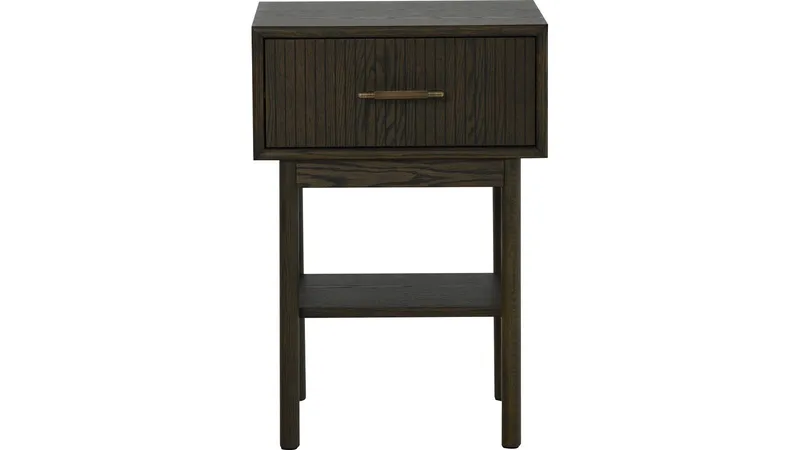 Sengebord NFG Lyon 1 skuffe Brunlackad ek 66 cm, Brunlakeret eg